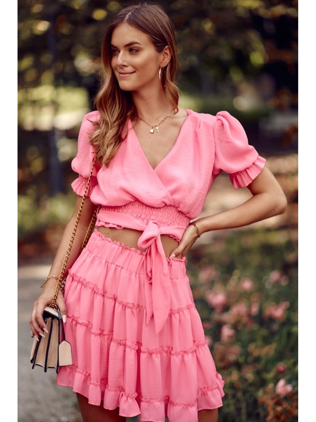 Lovely mini skirt with ruffles, pink 4008 - Online store - Boutique